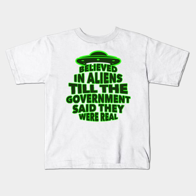 Government  Aliens Conspiracy Kids T-Shirt by Worldengine